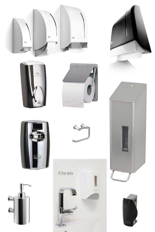 Dispensere til papir, sæbe, duft mm Dispensere til papir, sæbe, duft mm